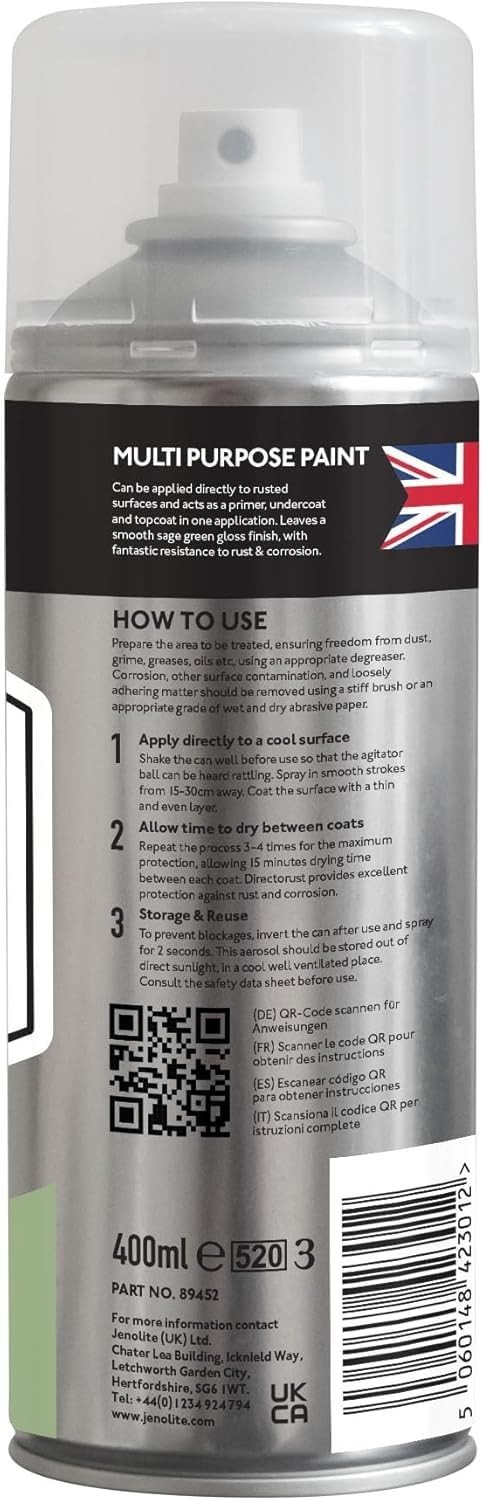 Rust-Resistant Spray Paint – Sage Green Gloss Finish for Metal, Wood, Plastic &