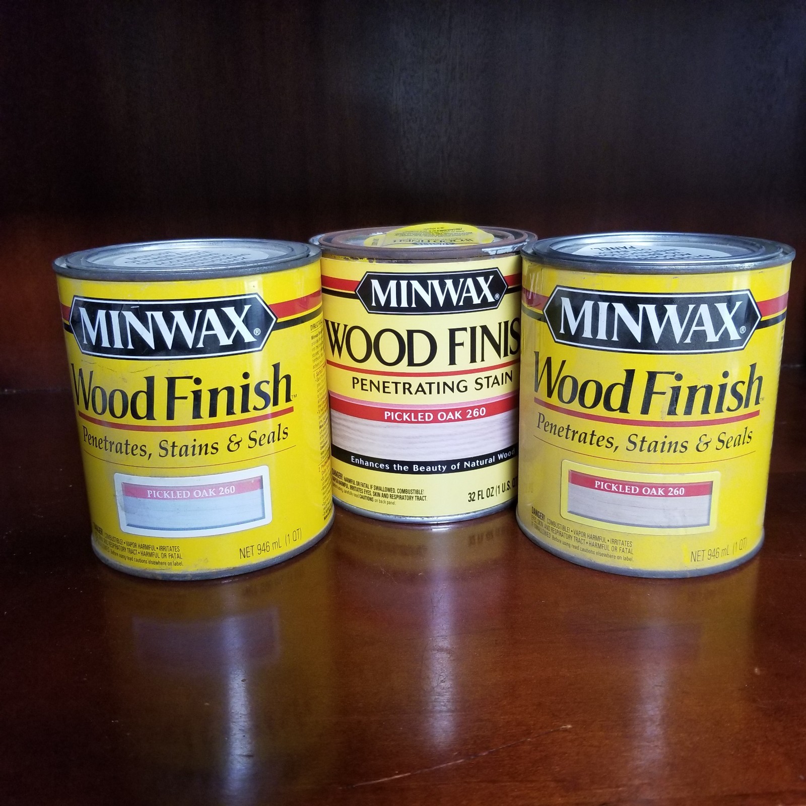 3x Minwax Pickled Oak 260 Quart Size Oil-Based Wood Stain New Discontinued Color