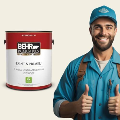 BEHR PREMIUM PLUS 1 gal. #12 Swiss Coffee Flat Low Odor Interior Paint