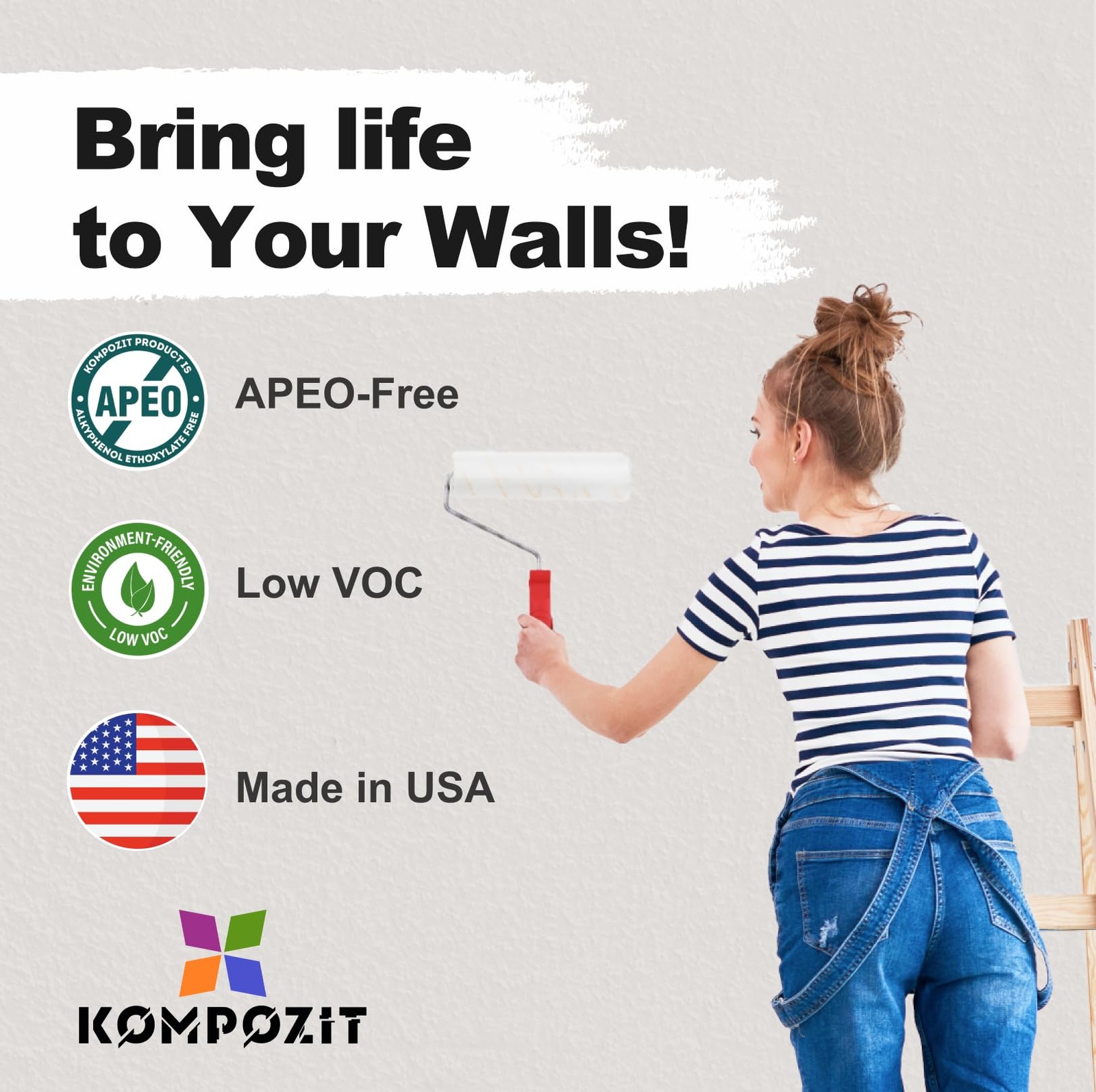 Kompozit ONE Ultra Cover Interior/Exterior White 100% Acrylic Paint & Primer for