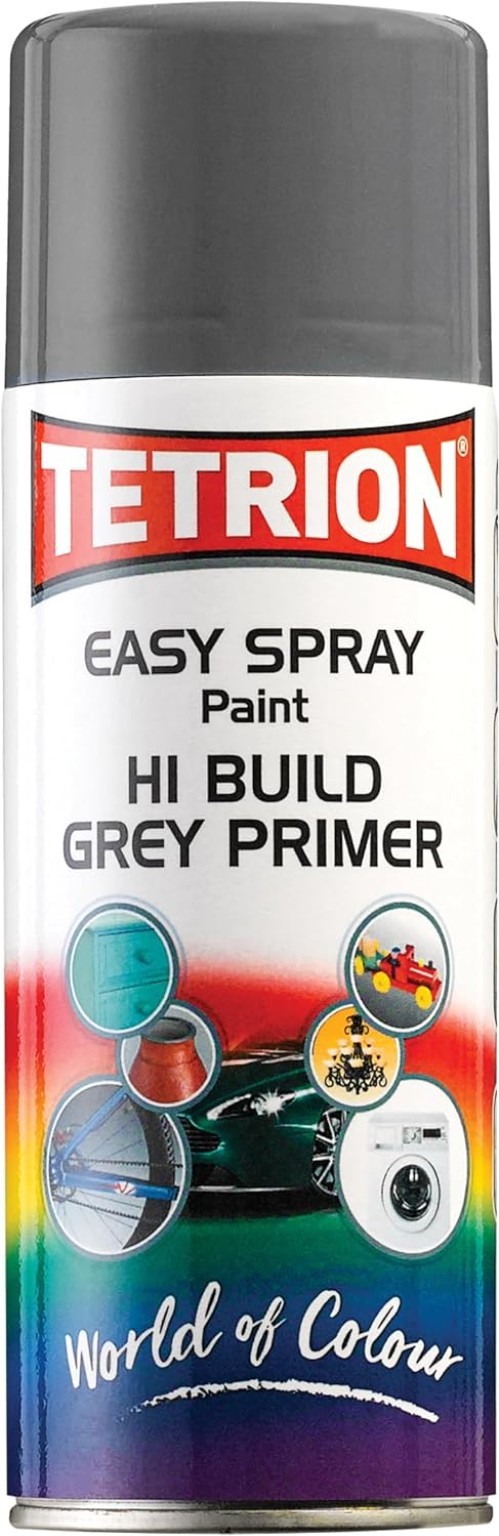 Versatile Hi-Build Grey Primer Spray Paint – 400ml for Interior & Exterior Use