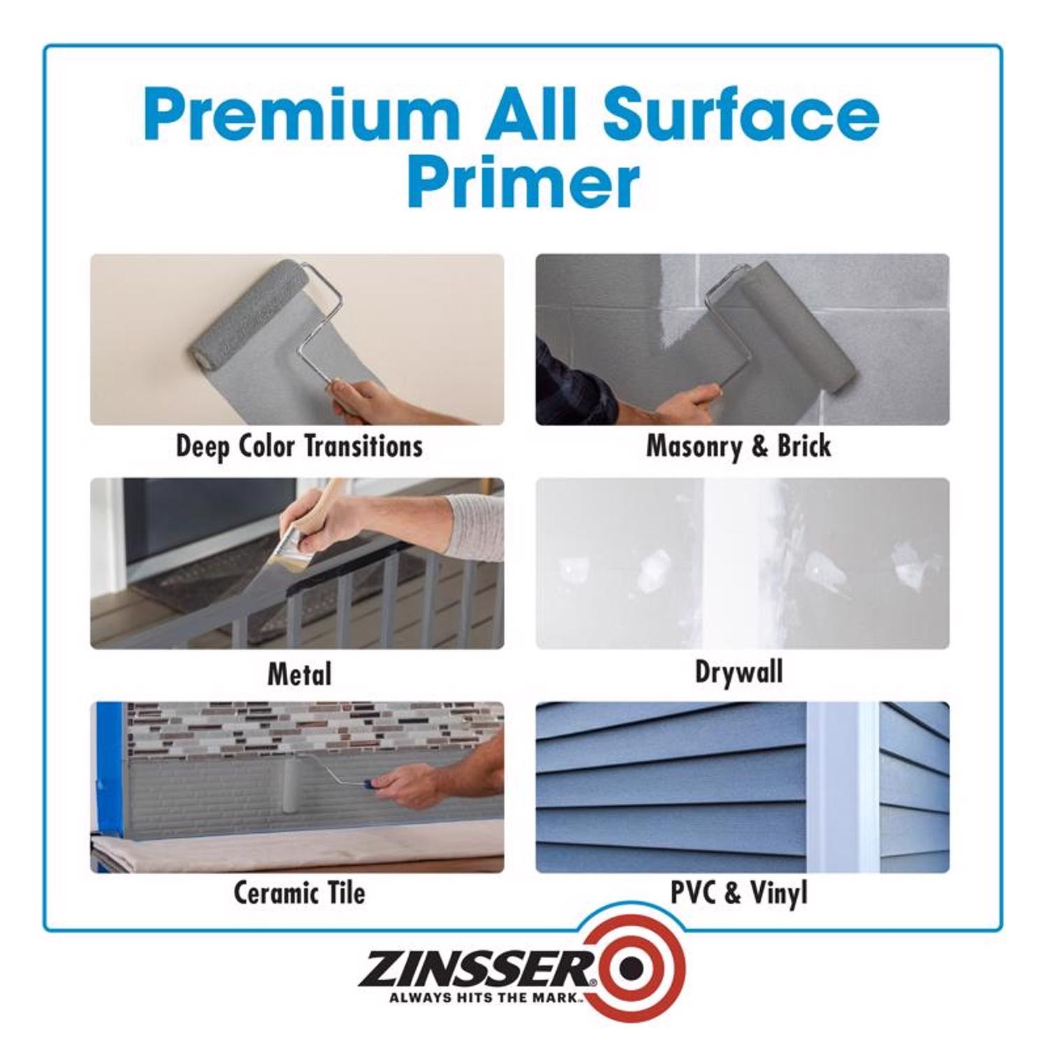 Zinsser 286258 Indoor/Outdoor Gray Water-Based Acrylic Copolymer Primer 1 qt.