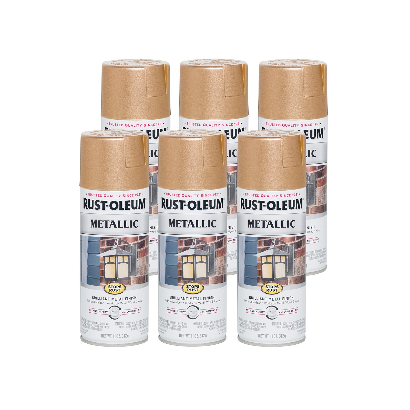 Rust-oleum Stops Rust Metallic Spray Paint Warm Gold 11Oz Pack Of 6