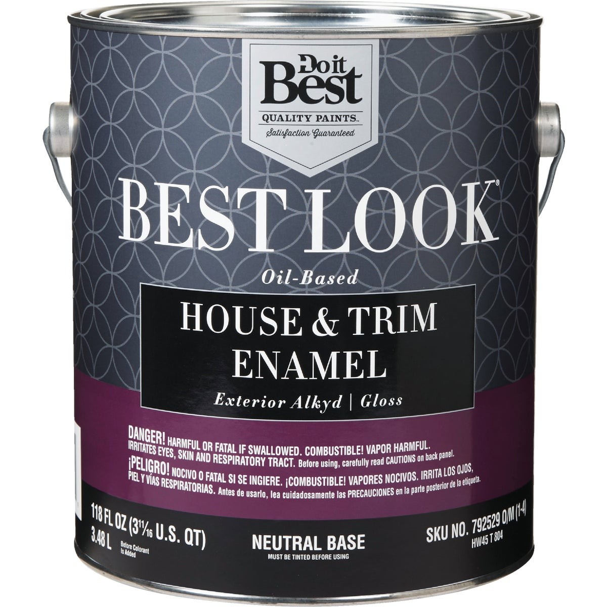 Best Look Oil-Based Alkyd Gloss Exterior House & Trim Enamel Paint, Neutral