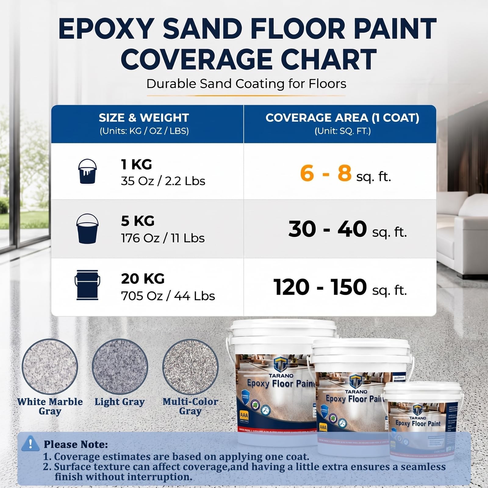 Colored Epoxy Floor Paint for Concrete – High-Gloss, Non-Slip, Marble Finish – 3