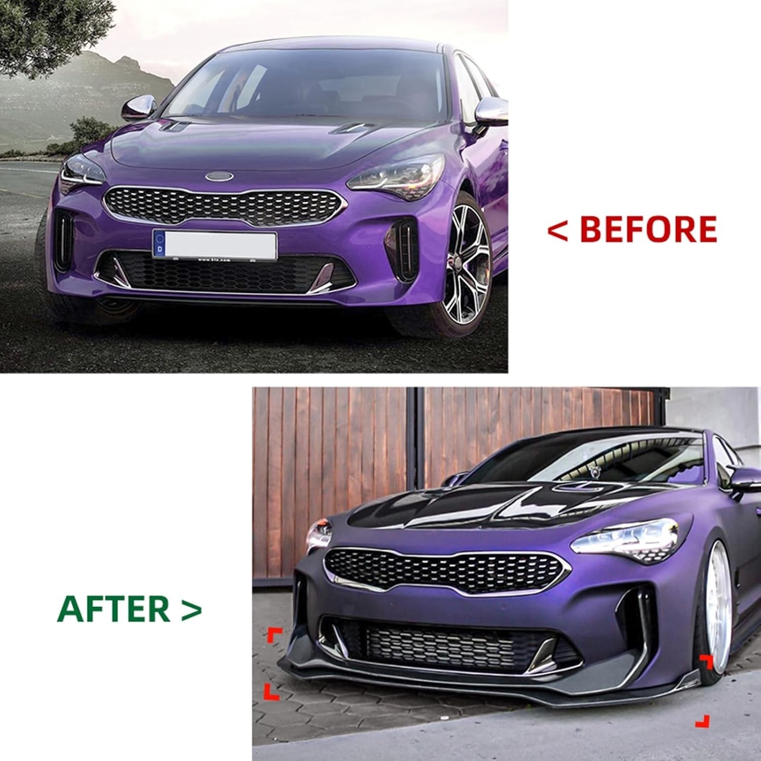 Car Front Spoiler Lip Kit Splitter for Kia Stinger GT 2018-2024 Black