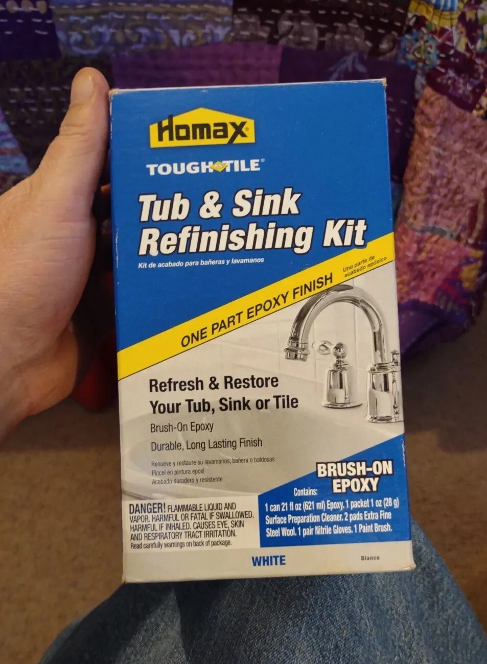 Homax Tough as Tile Tub & Sink Refinishing Kit Brush-On Epoxy Durable White New