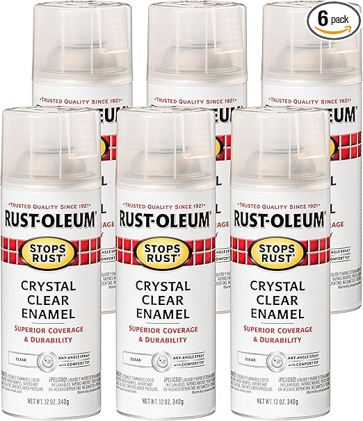 Rust-Oleum 7701830-6PK Stops Rust Spray Paint, 12 oz, Gloss Crystal Clear, 6