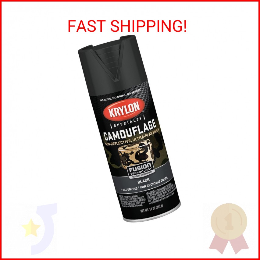 Krylon Camouflage Paint, Ultra Flat, Black, 11 oz.