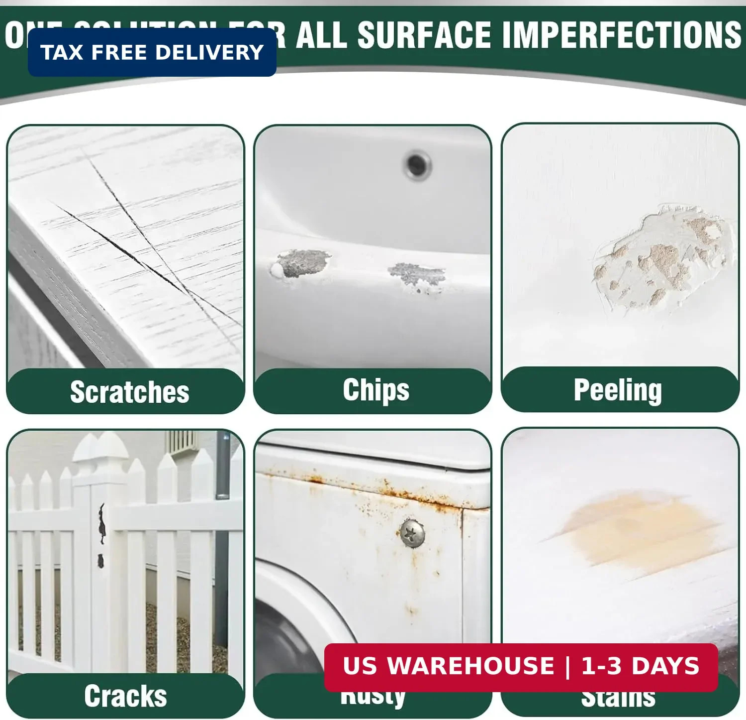 White Touch Up Paint Pen – Multi Surface White Paint for Cabinets, Furniture, Wa