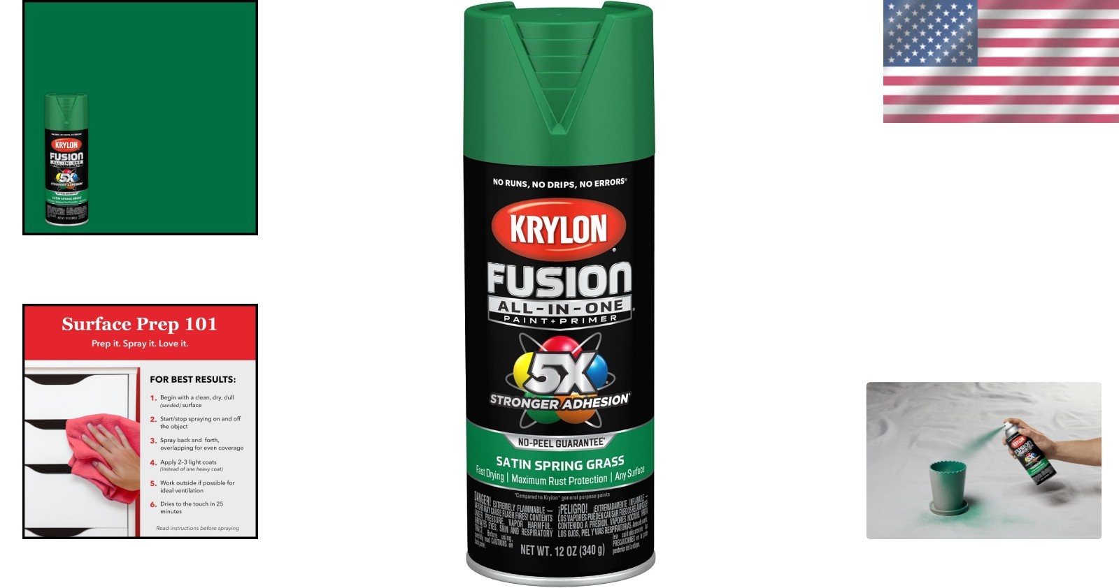 Rust Resistant Spray Paint 12 Ounce Satin Spring Grass for Multiple Surfaces