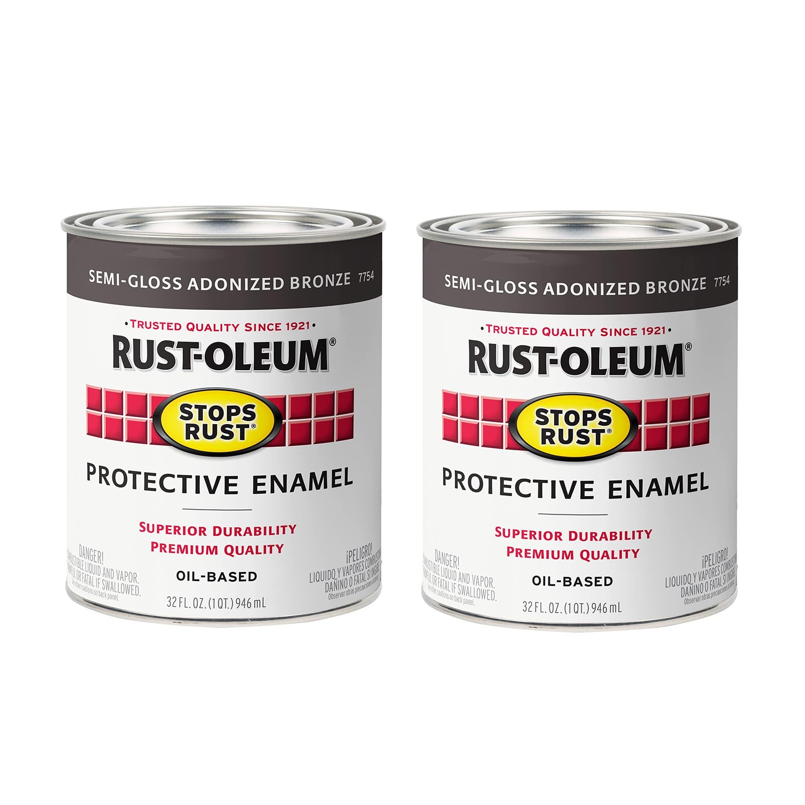 77545022PK Stops Rust Brush On Paint, Quart, SemiGloss Anodized Bronze, 2 Pack