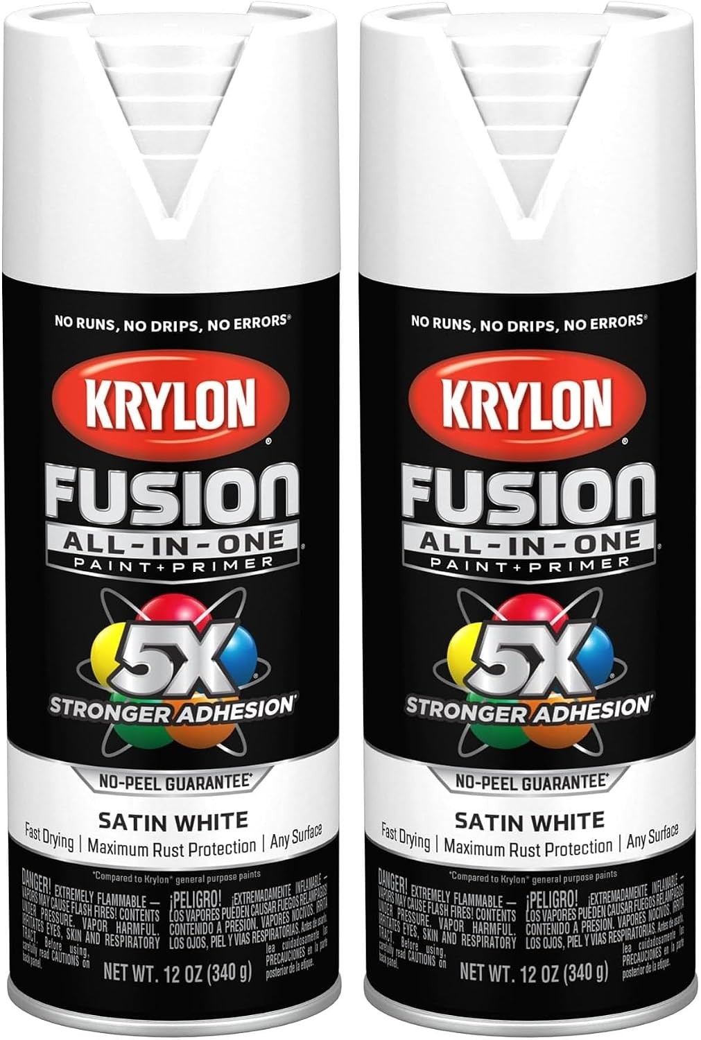 Durable Indoor/Outdoor Satin White Spray Paint – 12oz Rust Resistant Pack of 2