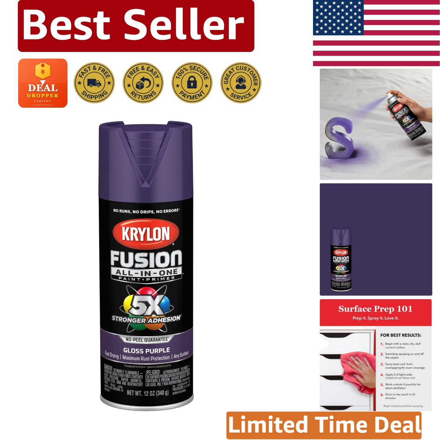 All-In-One Purple Spray Paint & Primer – Quick Drying & Rust Protection