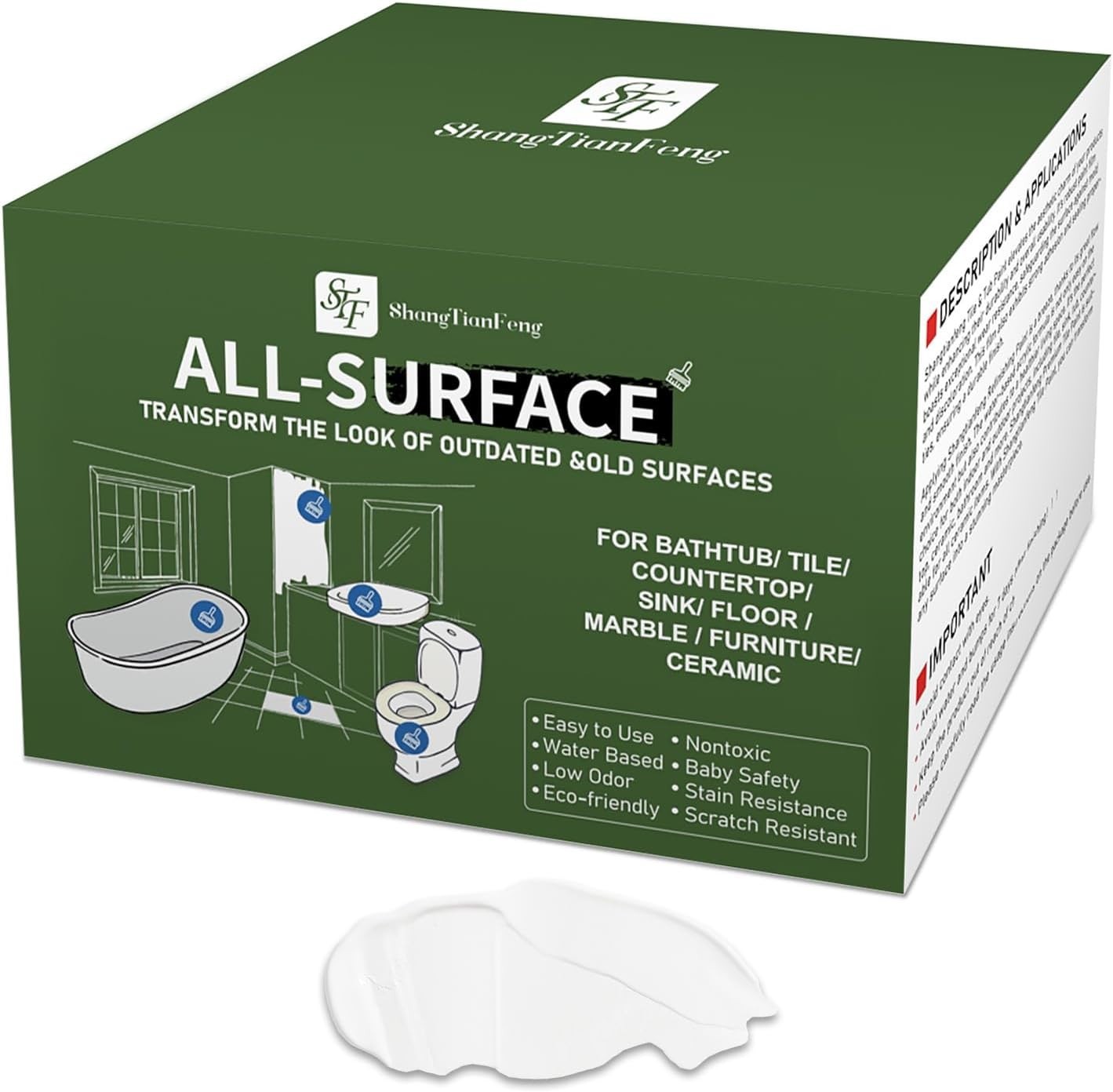 32Oz White Ceramic tub and tile Paint Refinishing Kit Bathtub Bathroom wall Pain