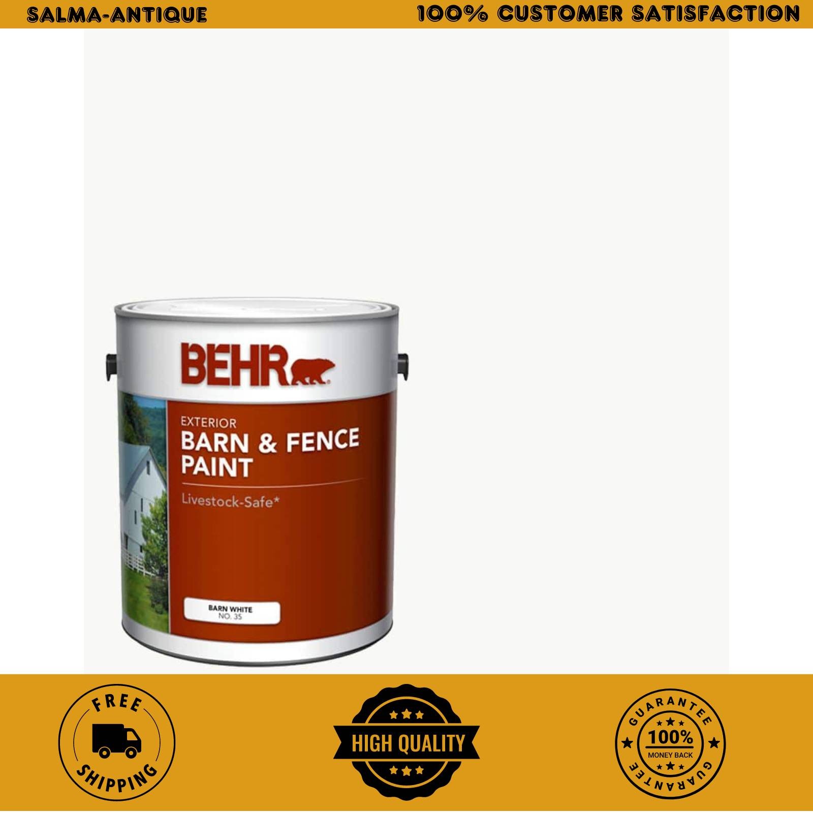 BEHR White Exterior Barn Fence Paint Mildew Resistant Livestock Safe 5 Gallon