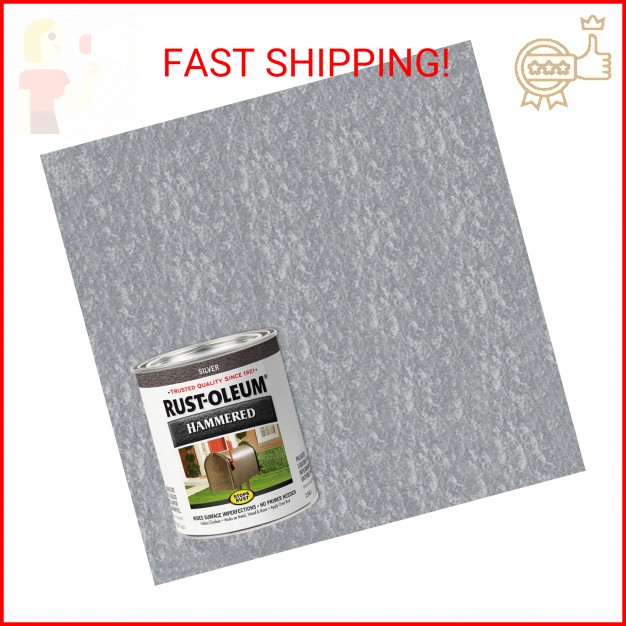Rust-Oleum 7213502 Stops Rust Hammered Finish Paint, Quart, Silver