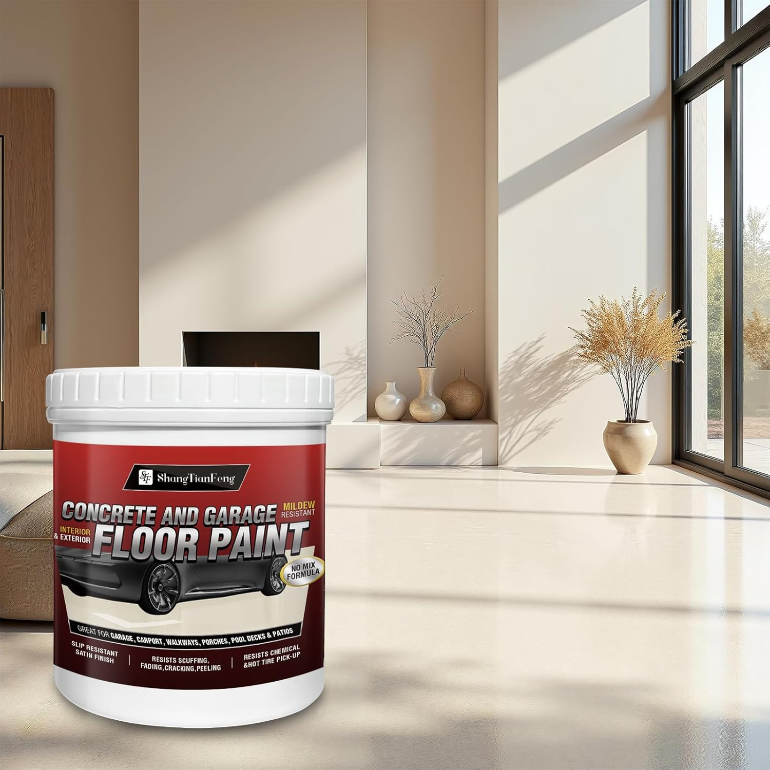 Professional Floor Paint , Non-Mixed Satin Paint, Acrylic Concrete Coating for G