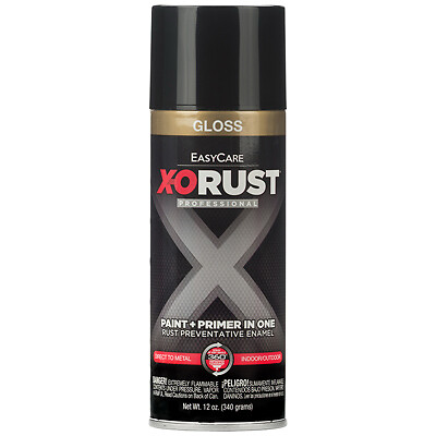 EasyCare XOP2-AER X-O Rust Anti-Rust Enamel Spray Paint & Primer, Black Gloss,
