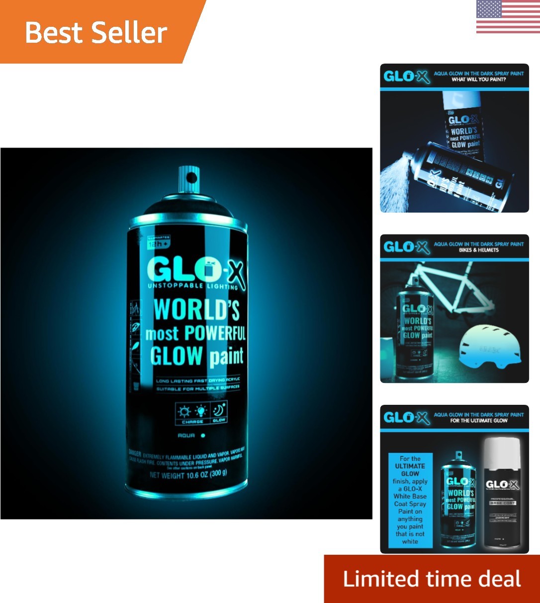 Neon Blue Glow Spray Paint – 10.6oz Waterproof Acrylic for Indoor/Outdoor Use