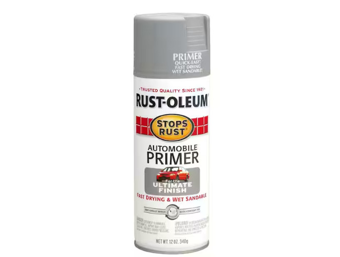 Stops Rust Light Gray Flat Automotive Primer Spray 12 Oz.