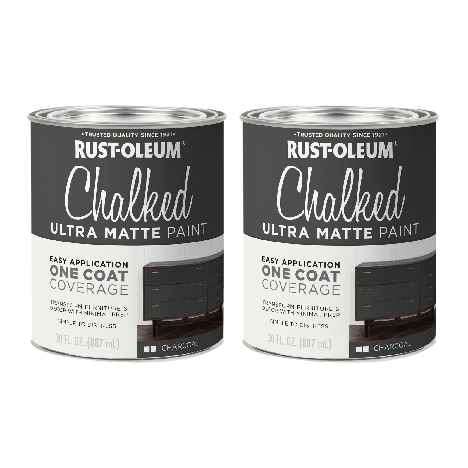 Rust Oleum Chalked Ultra Matte Paint 30 Oz Pack Of 2 Charcoal Easy Use