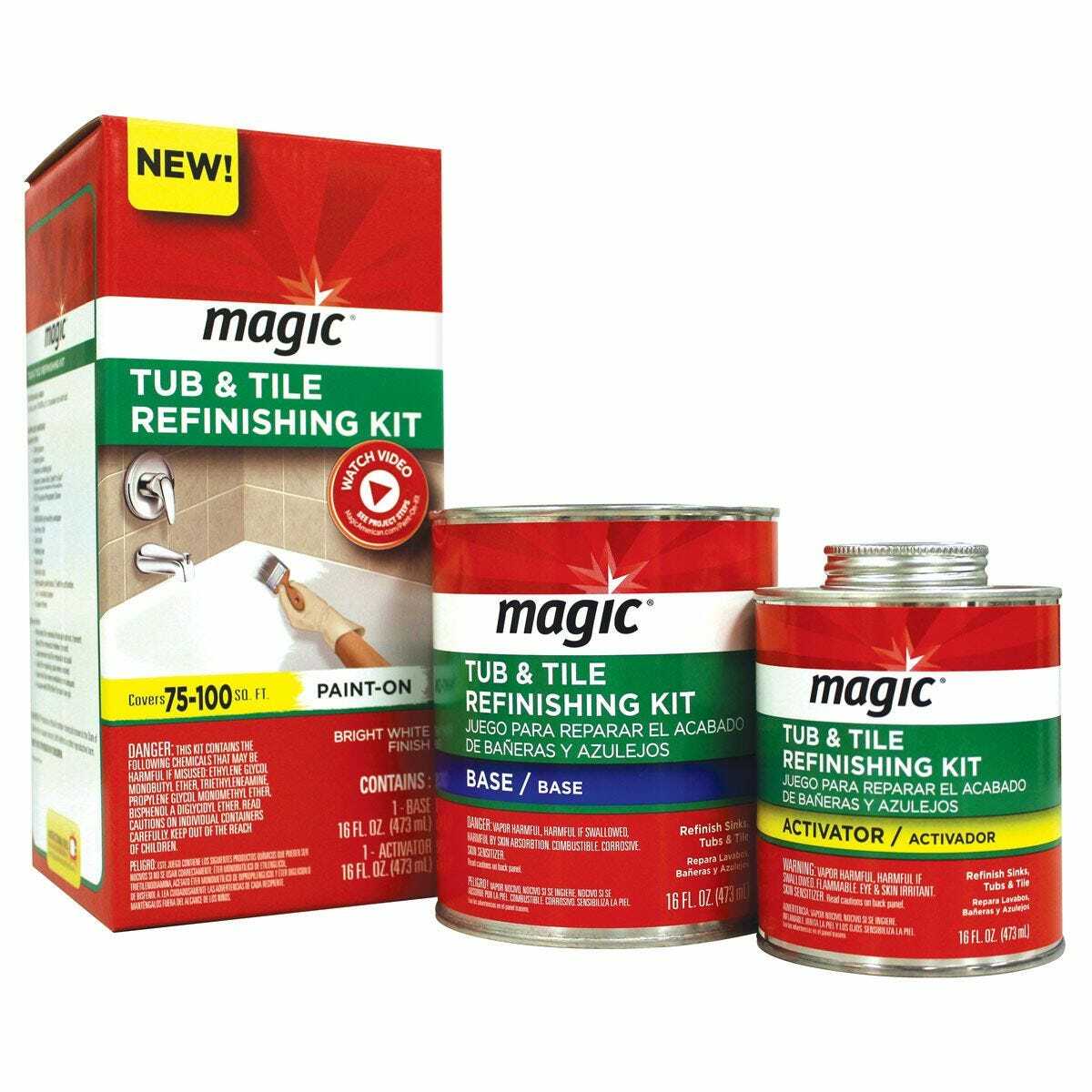 MAGIC 3124 Tub and Tile Refinishing Kit – Bright White – Paint On