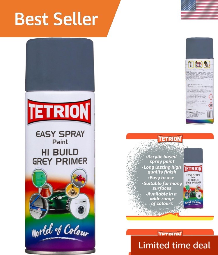 Versatile 400ml Grey Primer Aerosol – Fast-Drying Acrylic for Wood, Metal & More