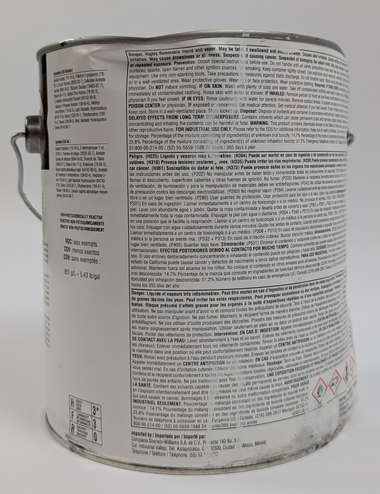 Sherwin Williams Sher-Wood CAB Acrylic Lacquer Low Gloss Warm White 1 Gal
