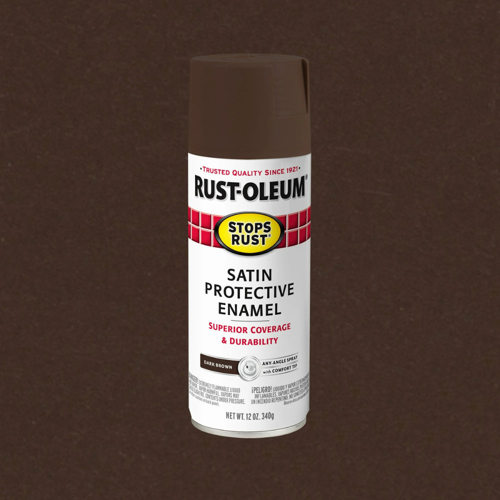 6pk Rust-Oleum Stops Rust Protective Enamel Spray Paint, Satin Dark Brown, 12oz