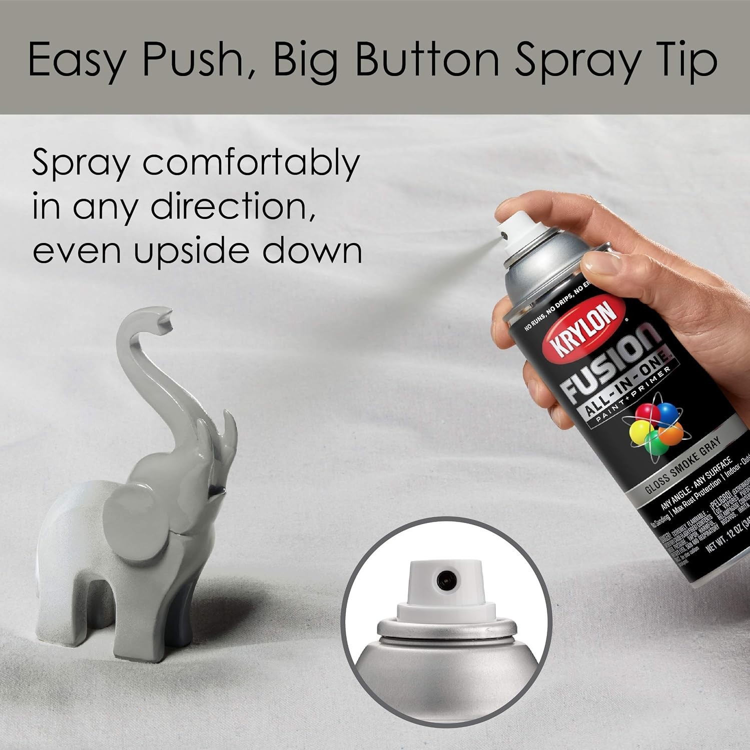 All-In-One Rust Resistant Spray Paint, Gloss Smoke Gray – 12 Ounce Pack of 2