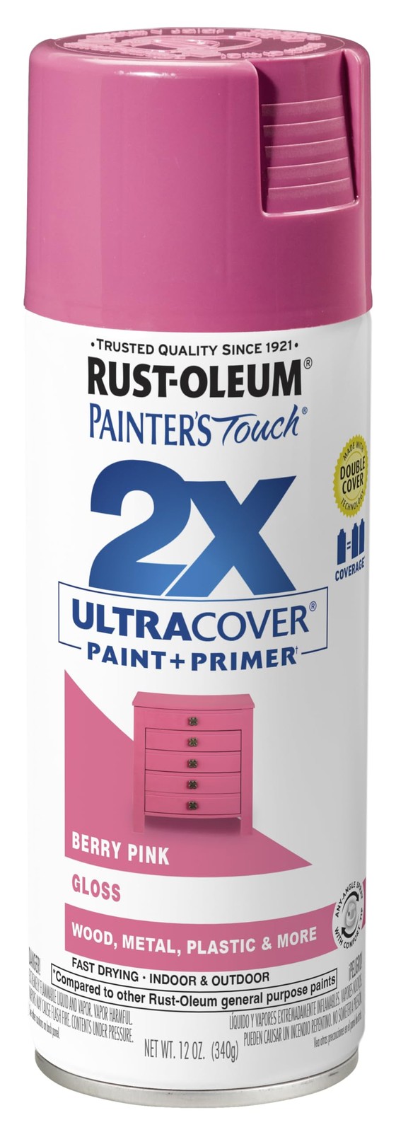 Rust-Oleum Painter’s Touch 2X Ultra Cover Spray Paint, Gloss Berry Pink | Indoor