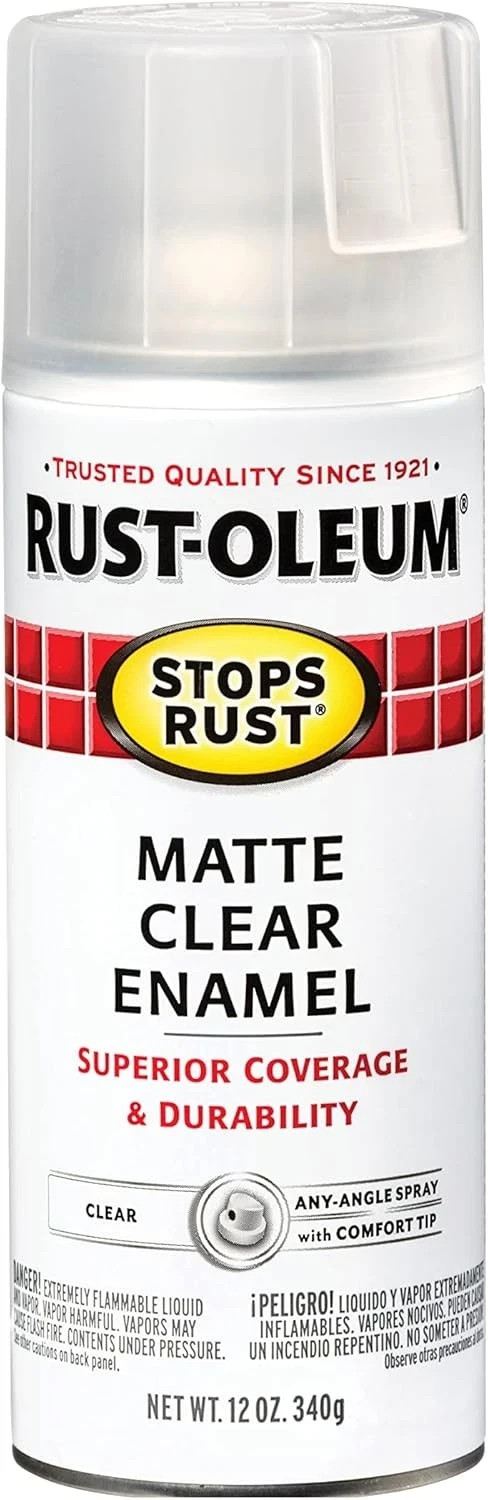 Rust-Oleum matte clear enamel 285093 Stops Rust corroding chips,tarnish 12 Oz S3