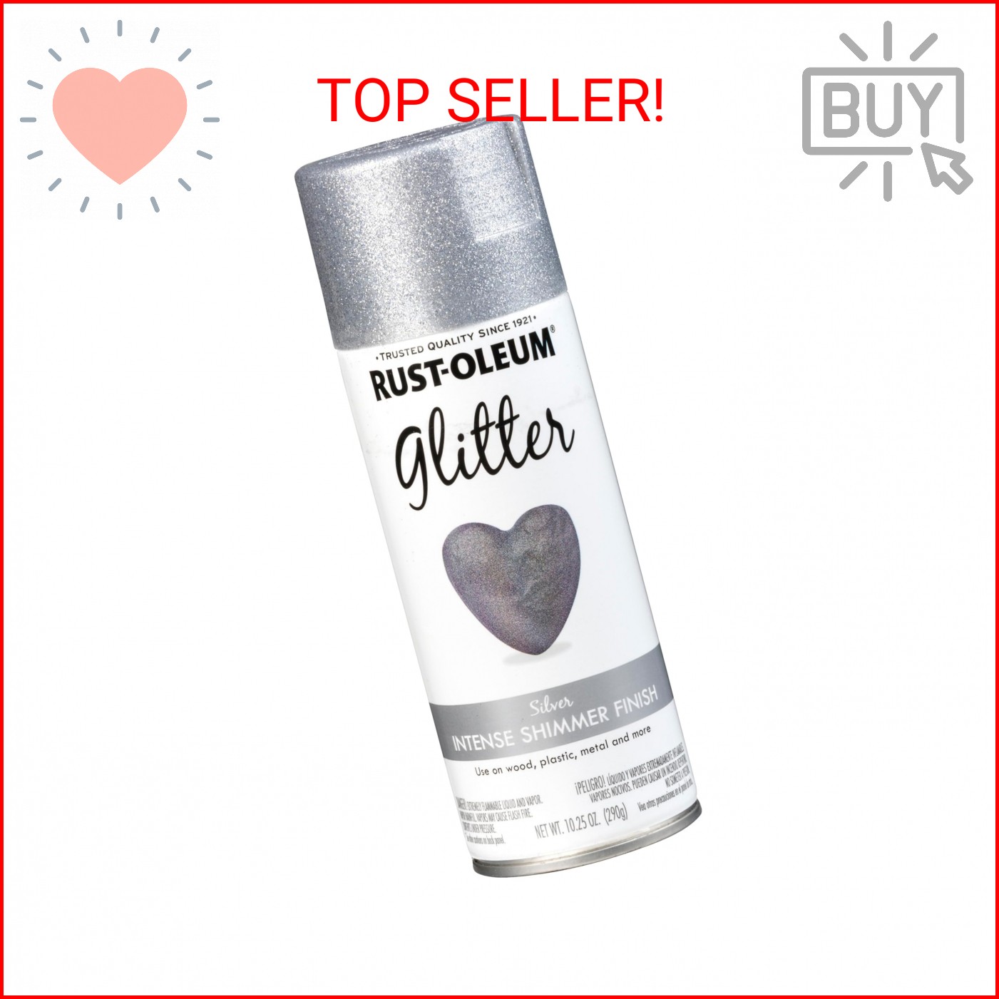 Rust-Oleum 267734 Spray Paint, Each, Silver Glitter