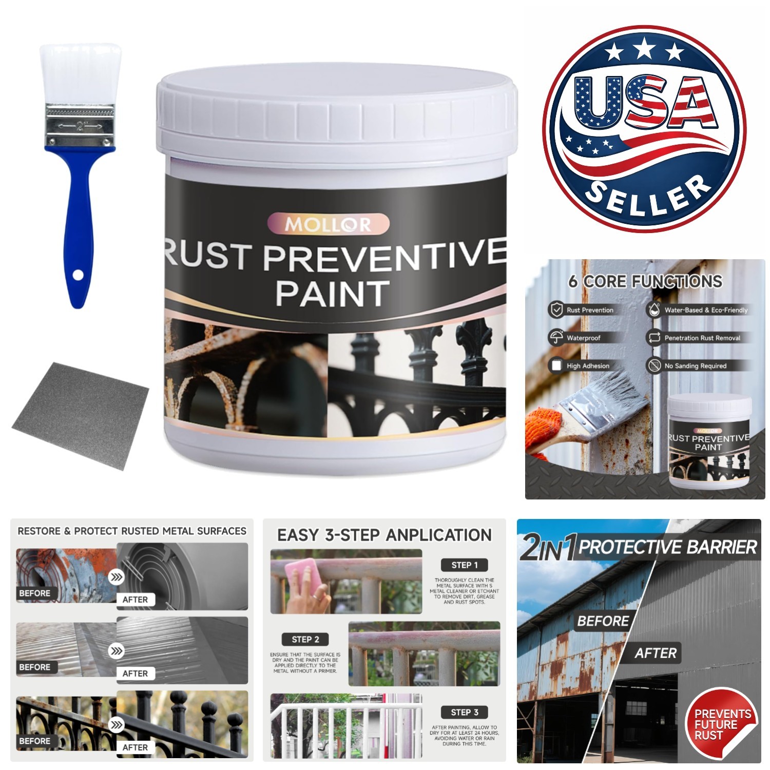 Versatile 2-in-1 Rust Converter & Primer for Metal – 17.5 Oz, Easy Application