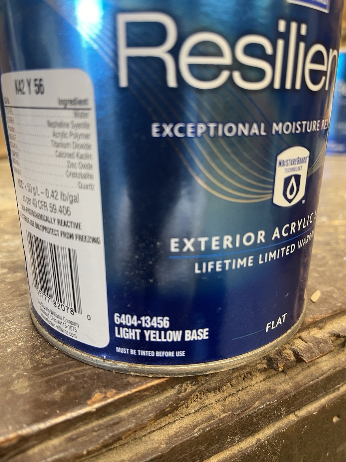 1 Gal. Resilience Sherwin Williams Exterior Acrylic Paint/Light Yellow Base