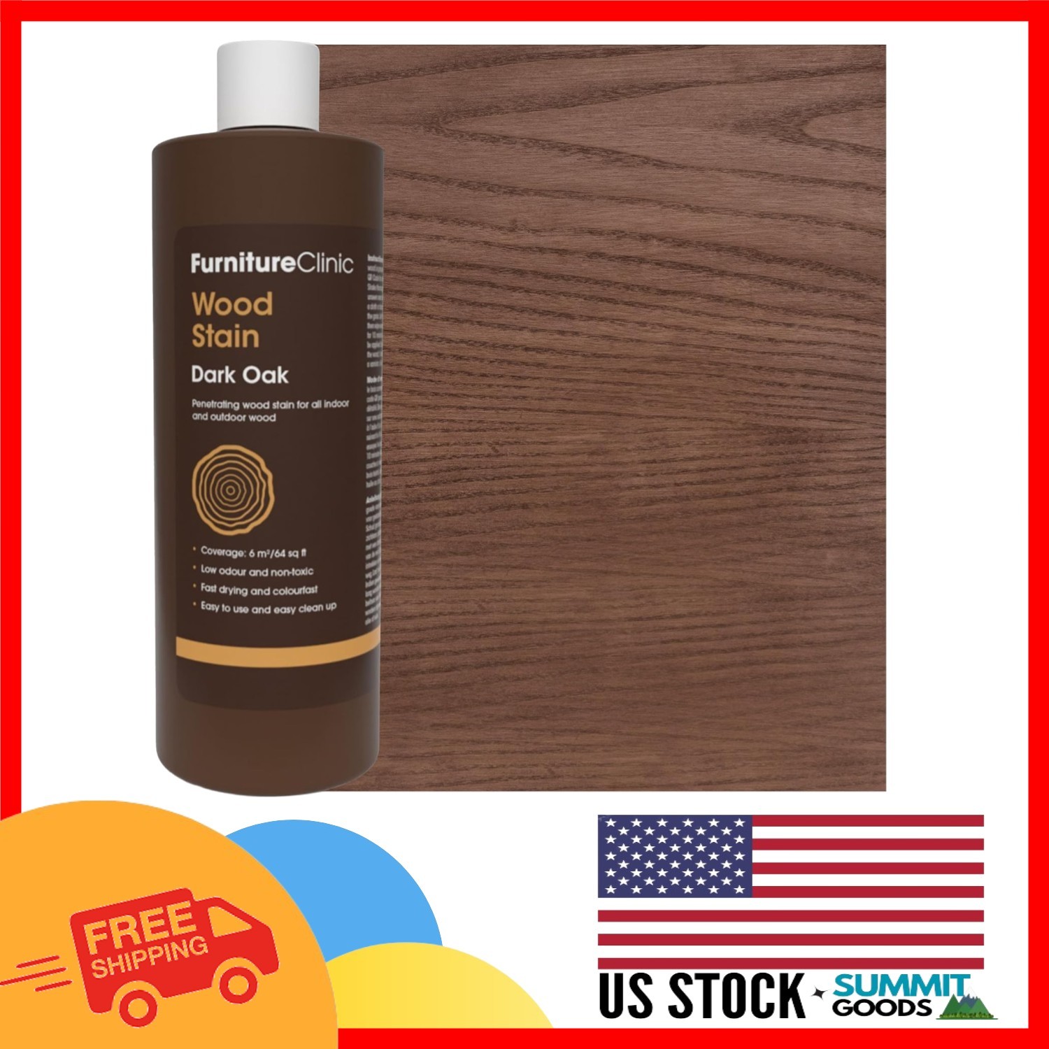 Eco-Friendly Dark Oak Wood Stain – Water-Based, Quick Drying – 500ml Size