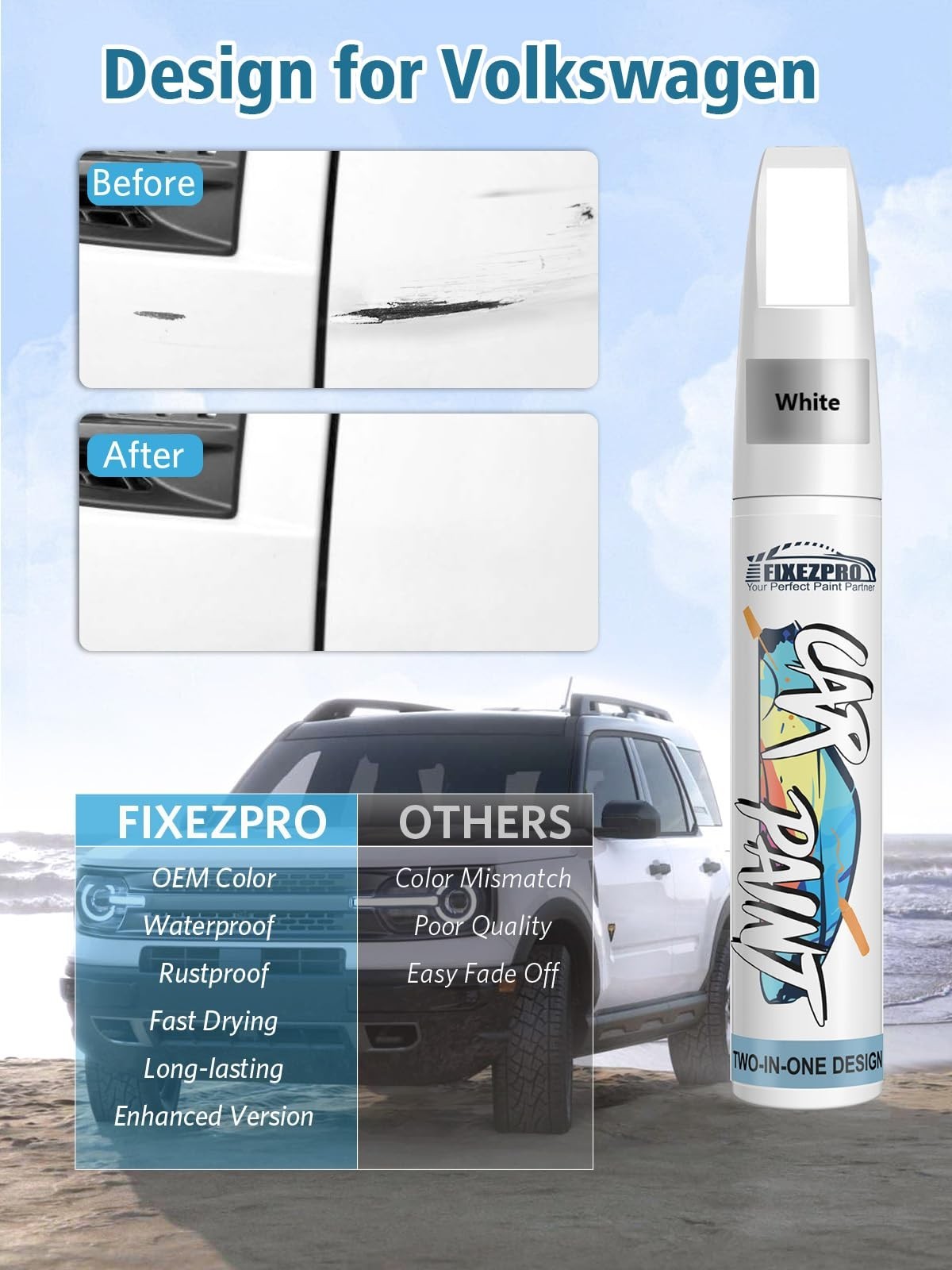 Deep Black Pearl Touch Up Paint Kit for Car Scratch Repair – Exact Color Match,