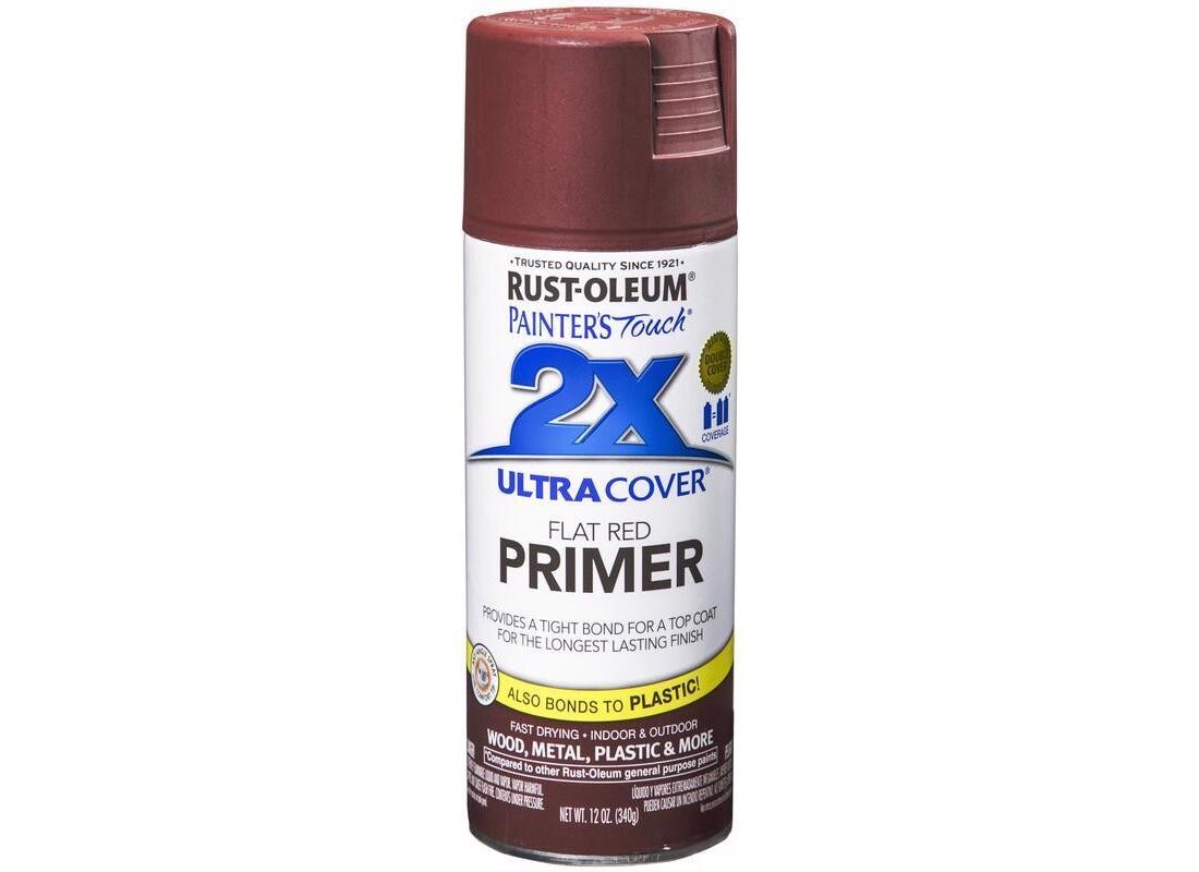 Rust-Oleum 334018 PAINTER’S Touch Spray Primer, Flat, Red, 12 oz, Aerosol Can
