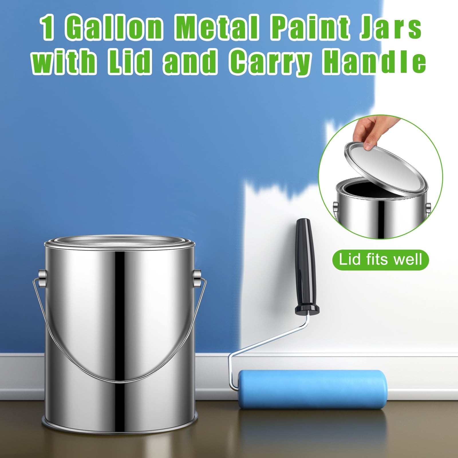 Uiifan 12 Pcs 1 Gallon Empty Metal Paint Cans with Lids, Heavy Duty Buckets w…