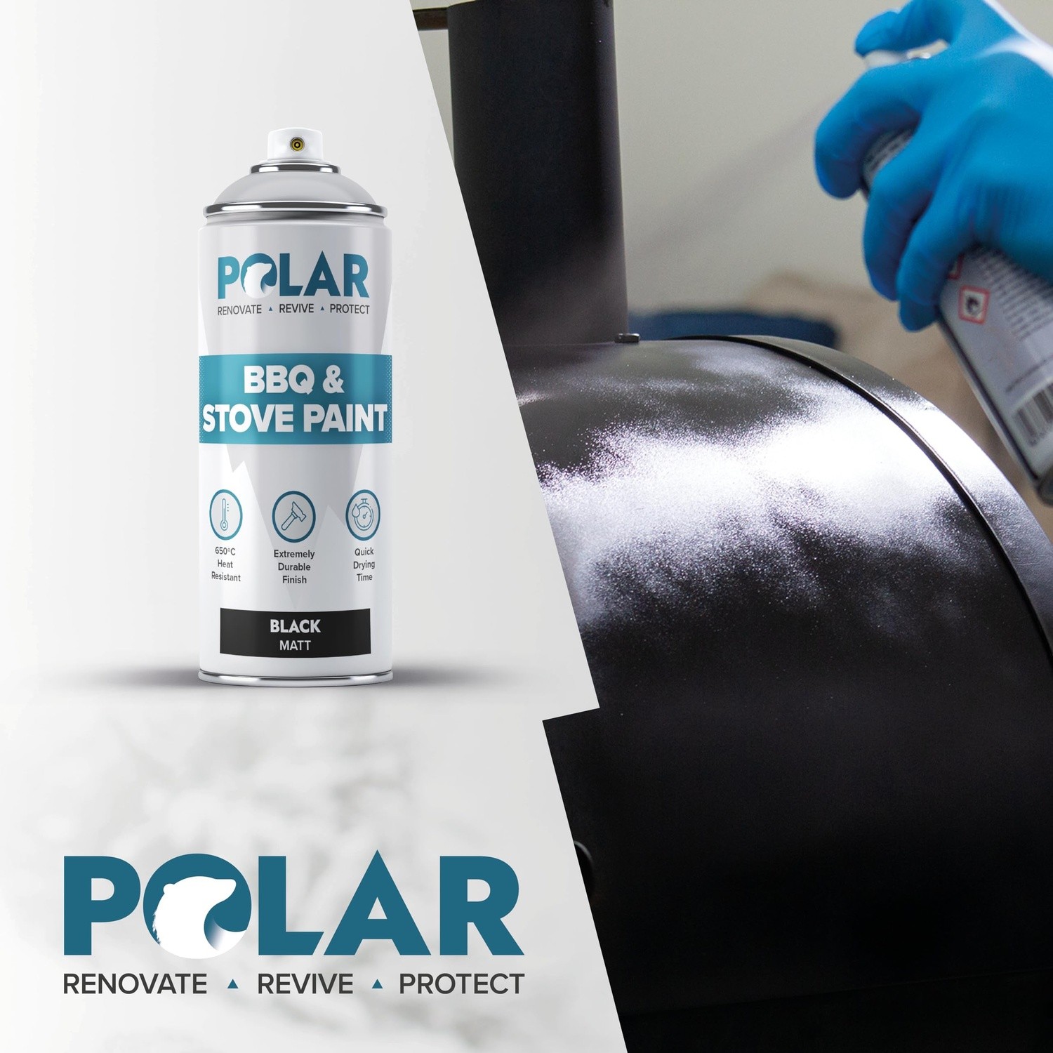 Polar BBQ & Stove Spray Paint, Matte Black, 13.5 Fl Oz, 2 Pack