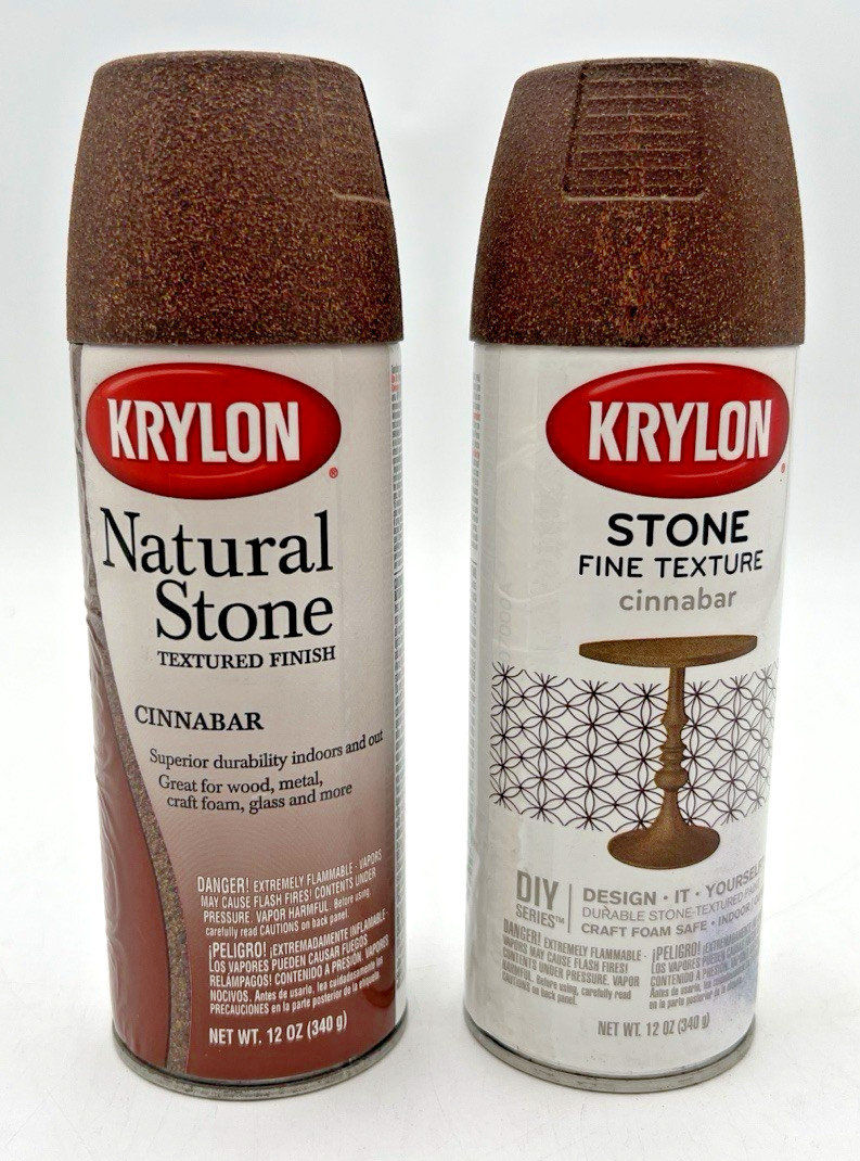 (2) KRYLON NATURAL STONE TEXTURED FINISH SPRAY PAINT CINNABAR 3707, 12OZ EACH