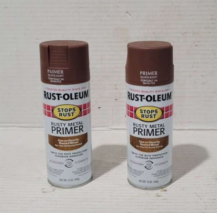 2 – (12 oz cans) Rust-Oleum 7769830 Stops Rust Rusty Metal Primer Spray NEW!