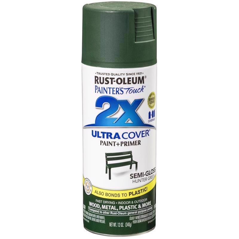 Rust-Oleum Painter’s Touch 2X Cover Semi-Gloss HUNTER GREEN Spray Paint 12oz