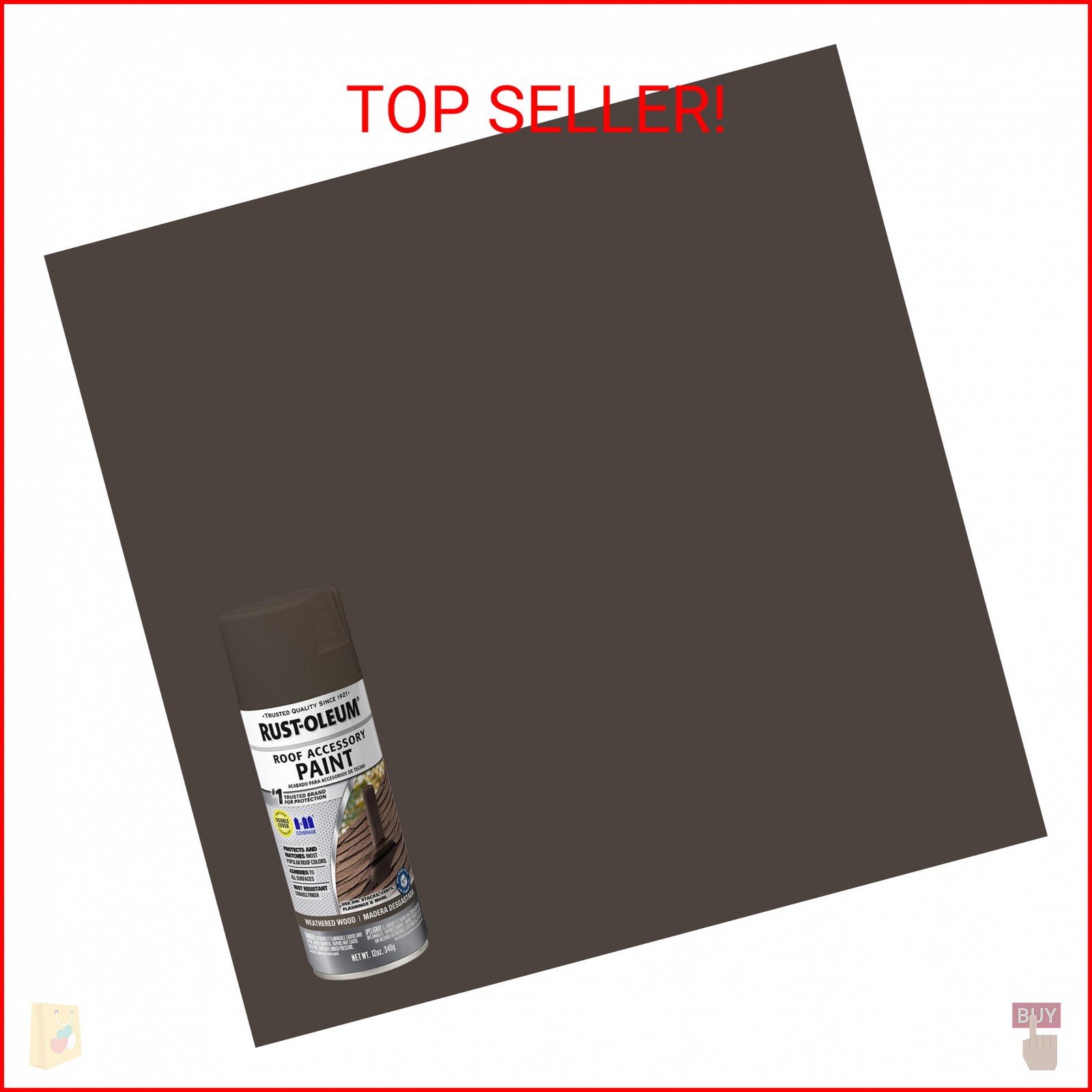 Rust-Oleum 285217 Roofing Accessory Coating Spray, 12 oz, Weathered Wood