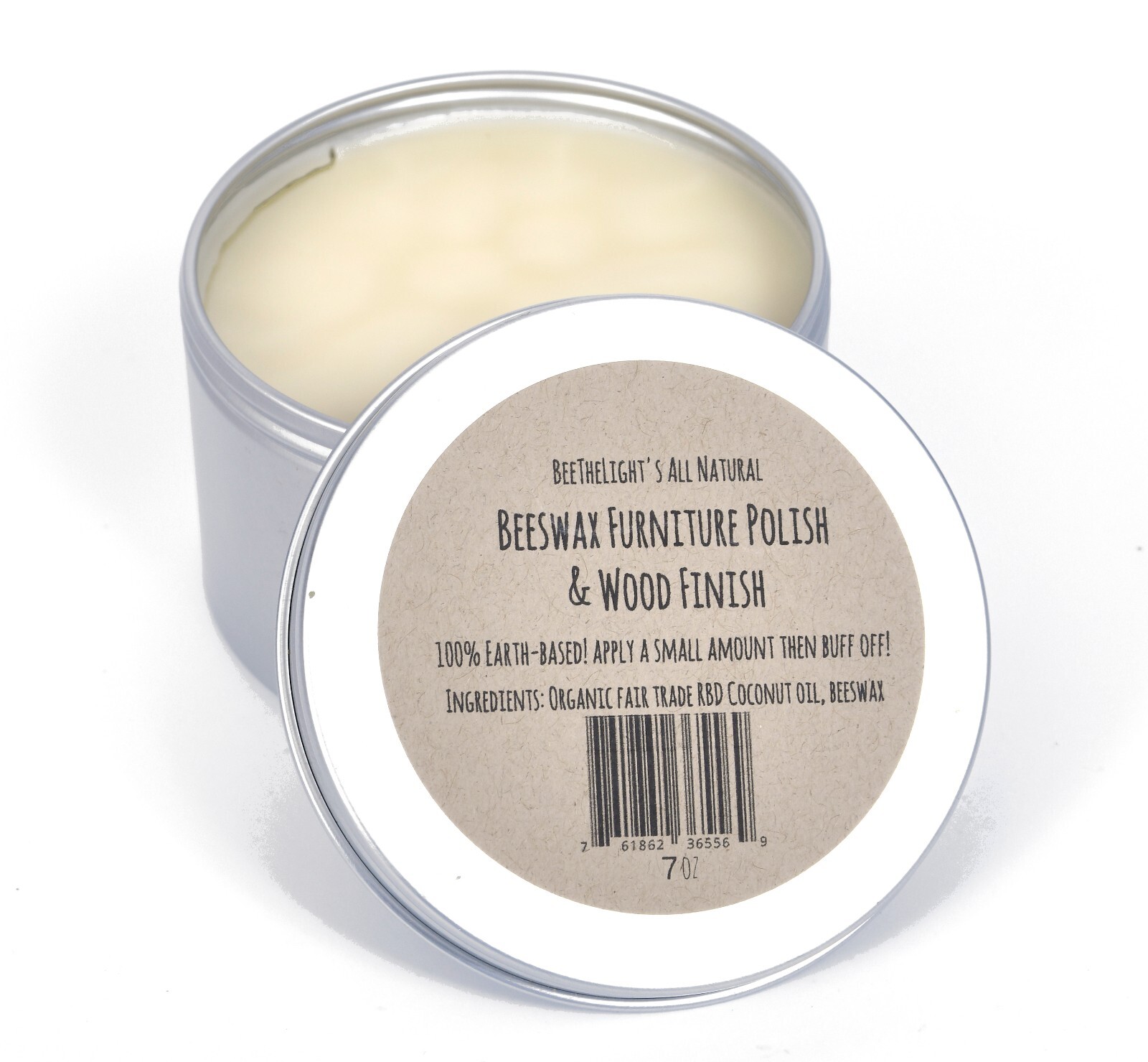 Beeswax Butcher Block Polish and Wood Furniture Finish Food Grade, Safe 7 oz Tin