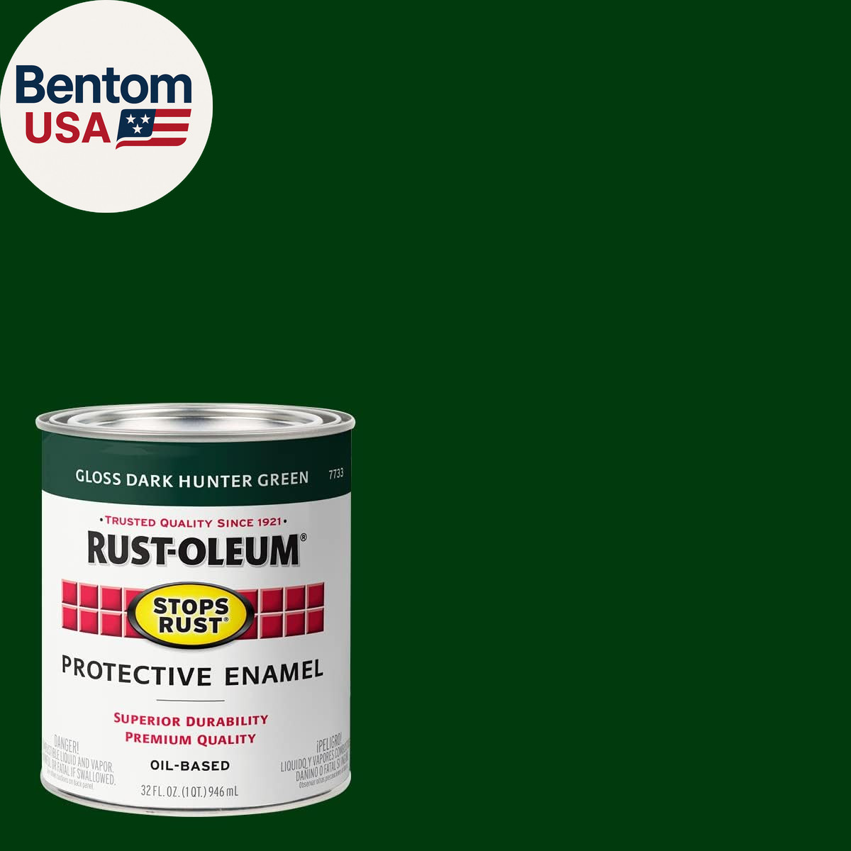 7738502 Stops Rust Brush on Paint, Quart, Gloss Hunter Green