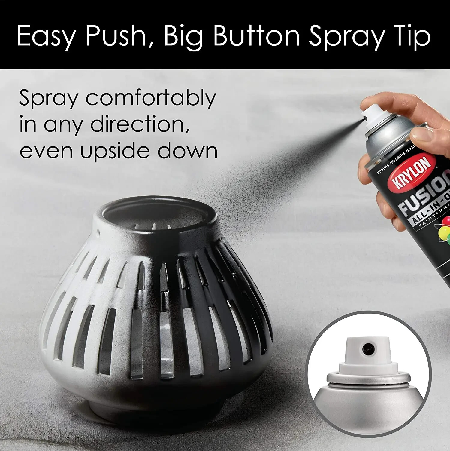 Krylon Fusion All-In-One Spray Paint for Indoor/Outdoor Use, Gloss Black , 12 Oz