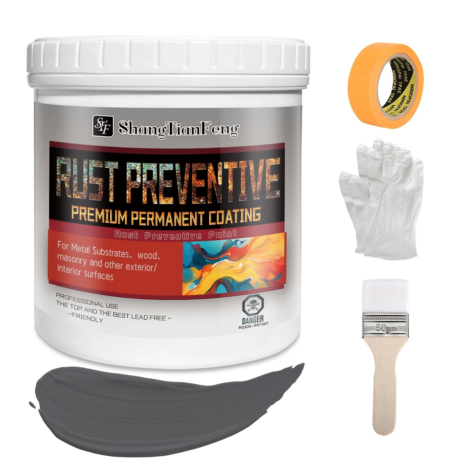 Rust Proof Paint Kit, All-in-1 Rust Converter & Metal Primer, Ideal for Auto