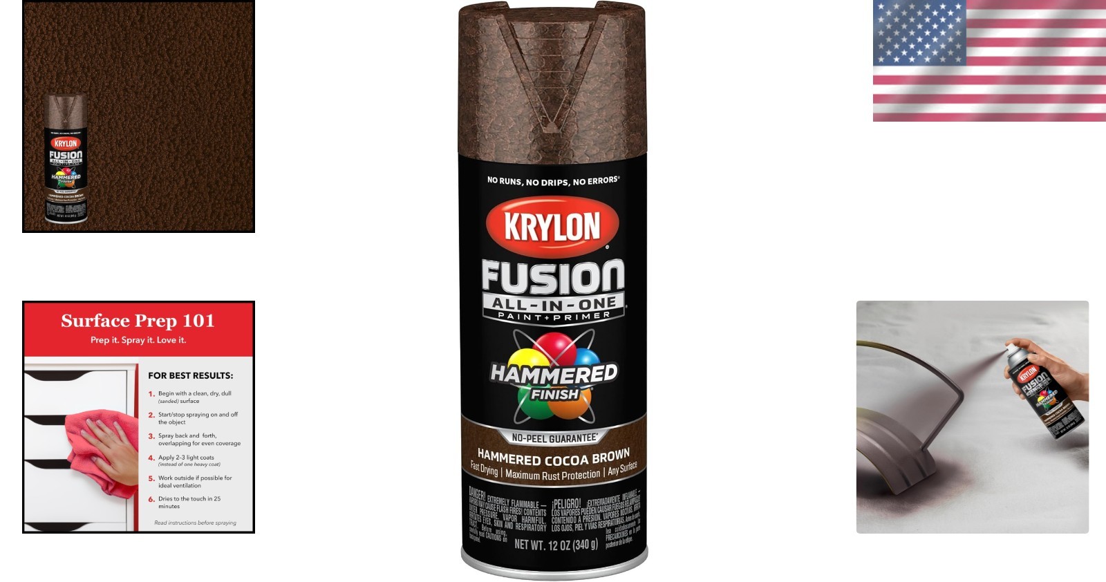 Fast-Drying Cocoa Brown Hammered Spray Paint – 12 oz All-In-One, Rust Protection